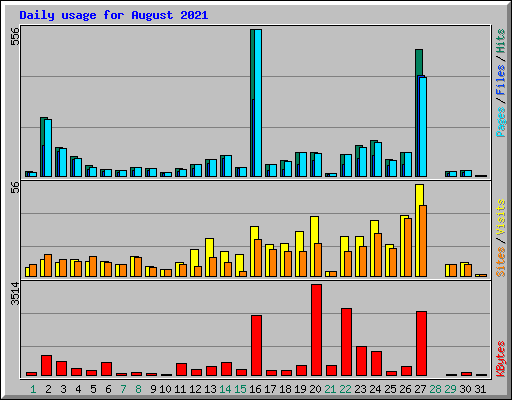 Daily usage for August 2021