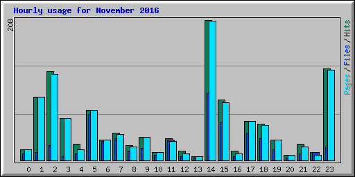 Hourly usage for November 2016