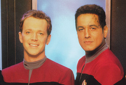 Chakotay and Tom Paris, together, as they should be.  Image used respectfully without permission.