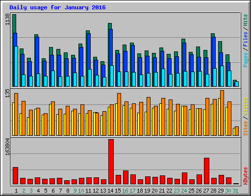 Daily usage for January 2016