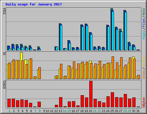 Daily usage for January 2017