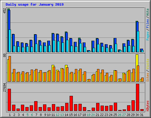 Daily usage for January 2019