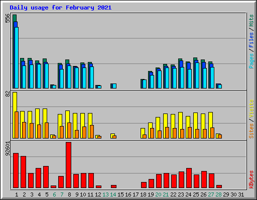 Daily usage for February 2021