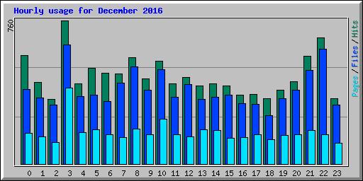 Hourly usage for December 2016