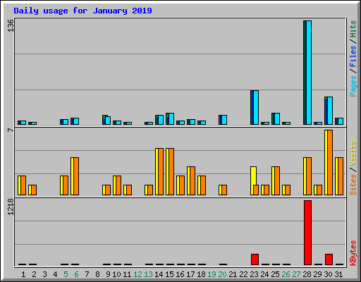 Daily usage for January 2019