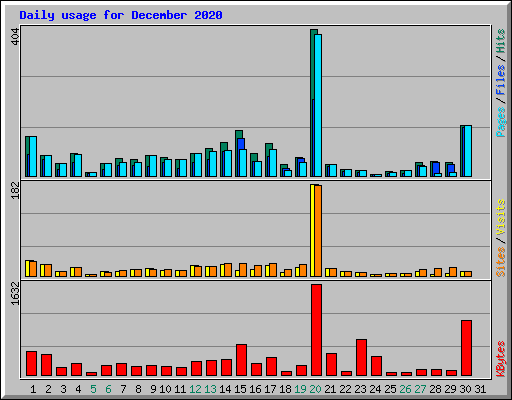 Daily usage for December 2020