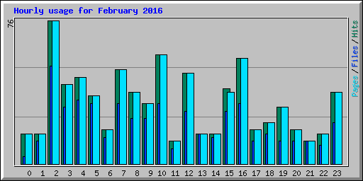 Hourly usage for February 2016